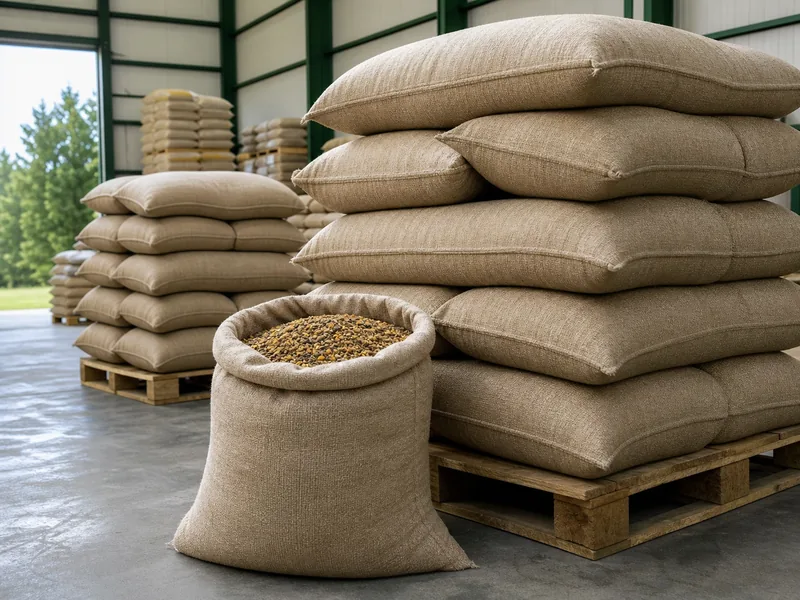 Bagged animal feed ready for dispatch